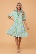 Floral Frilled V-Neck Button Front Dress - Rooted & Reckless Co.