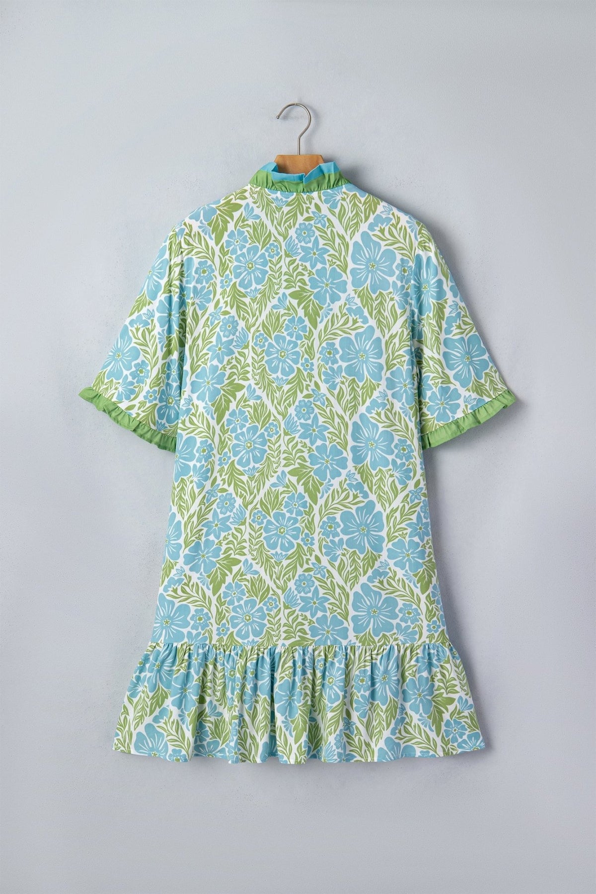 Floral Frilled V-Neck Button Front Dress - Rooted & Reckless Co.
