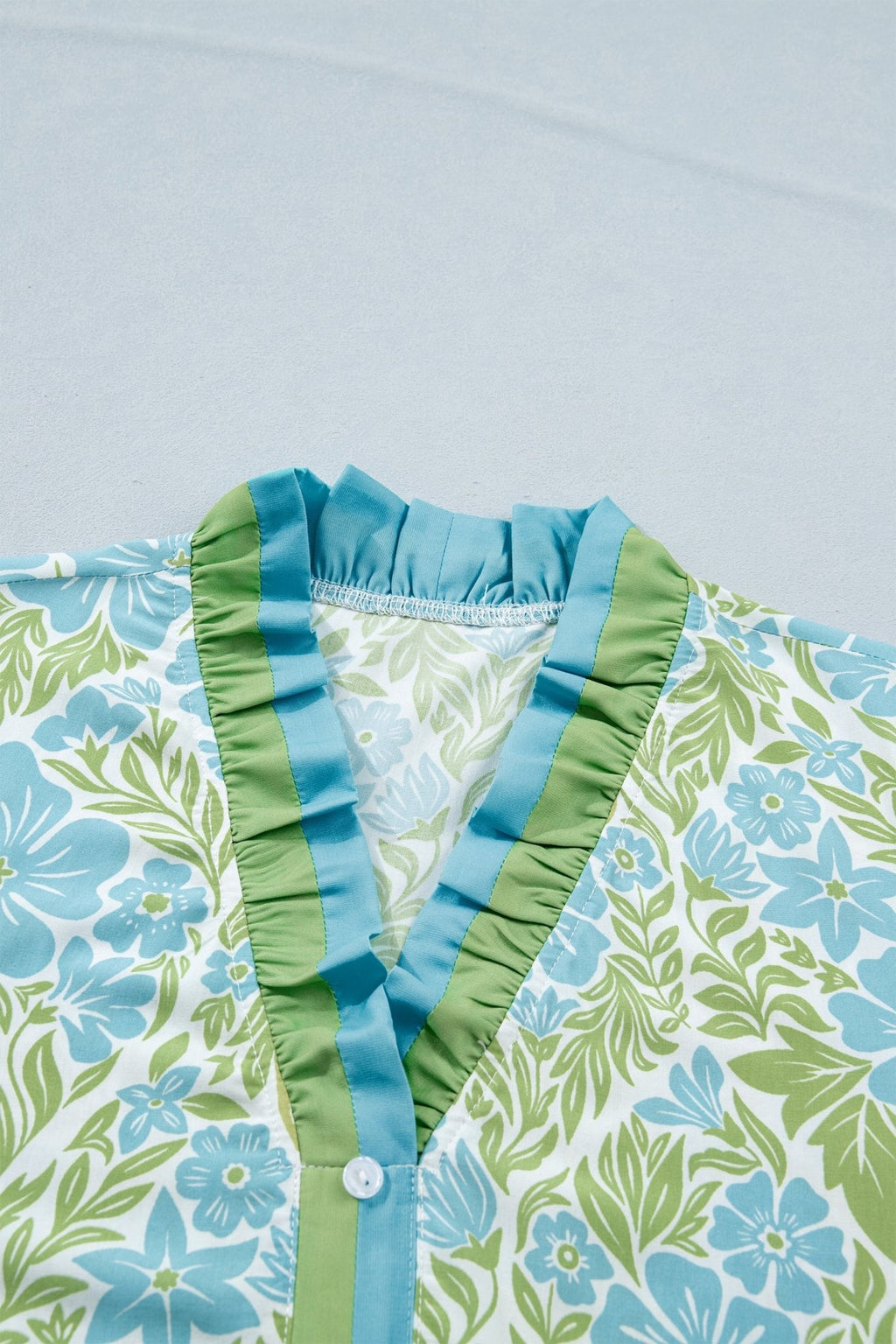 Floral Frilled V-Neck Button Front Dress - Rooted & Reckless Co.