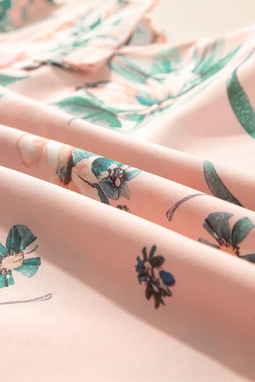 Floral Frilled V-Neck Pleated Sleeve Blouse - Rooted & Reckless Co.