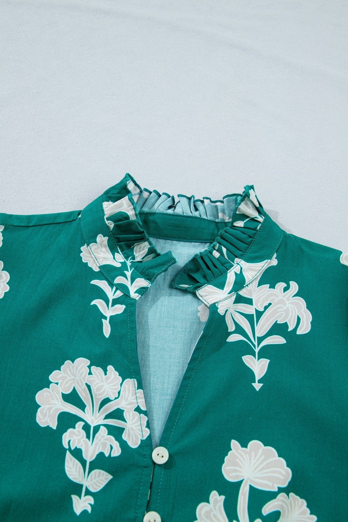 Floral Frilled V-Neck Puff Sleeve Mini Dress - Rooted & Reckless Co.