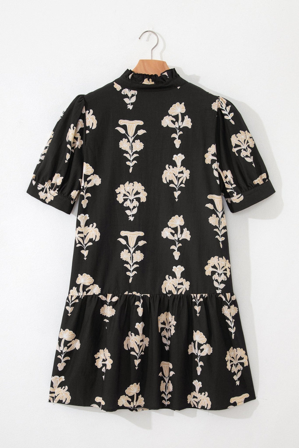 Floral Frilled V-Neck Puff Sleeve Mini Dress - Rooted & Reckless Co.
