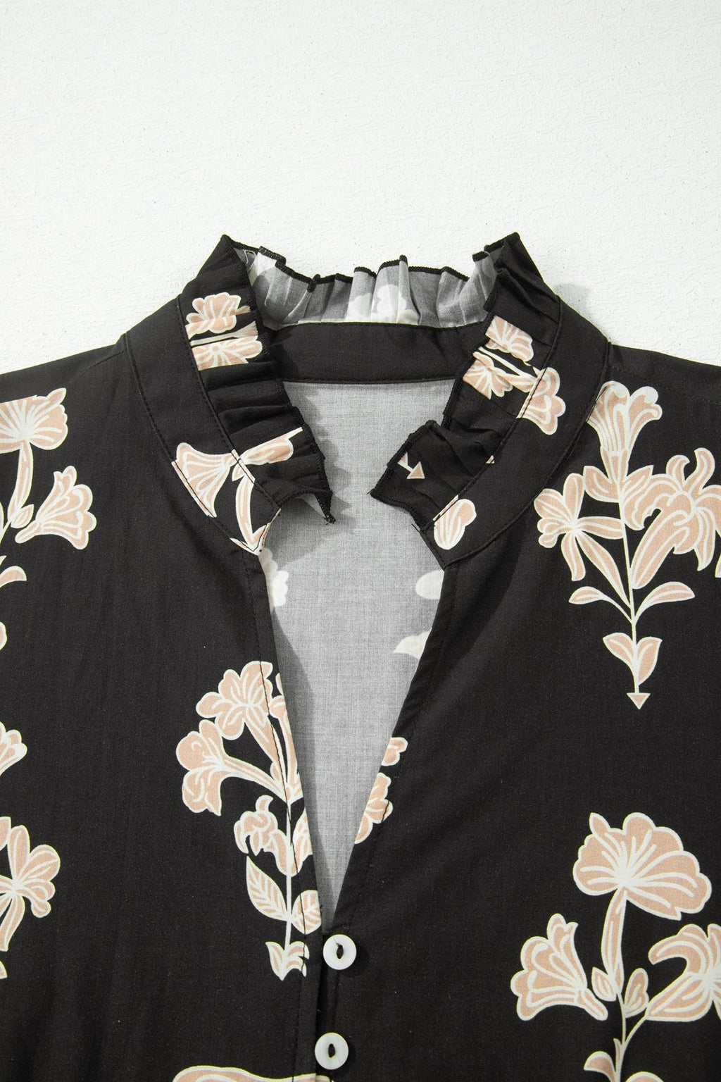 Floral Frilled V-Neck Puff Sleeve Mini Dress - Rooted & Reckless Co.