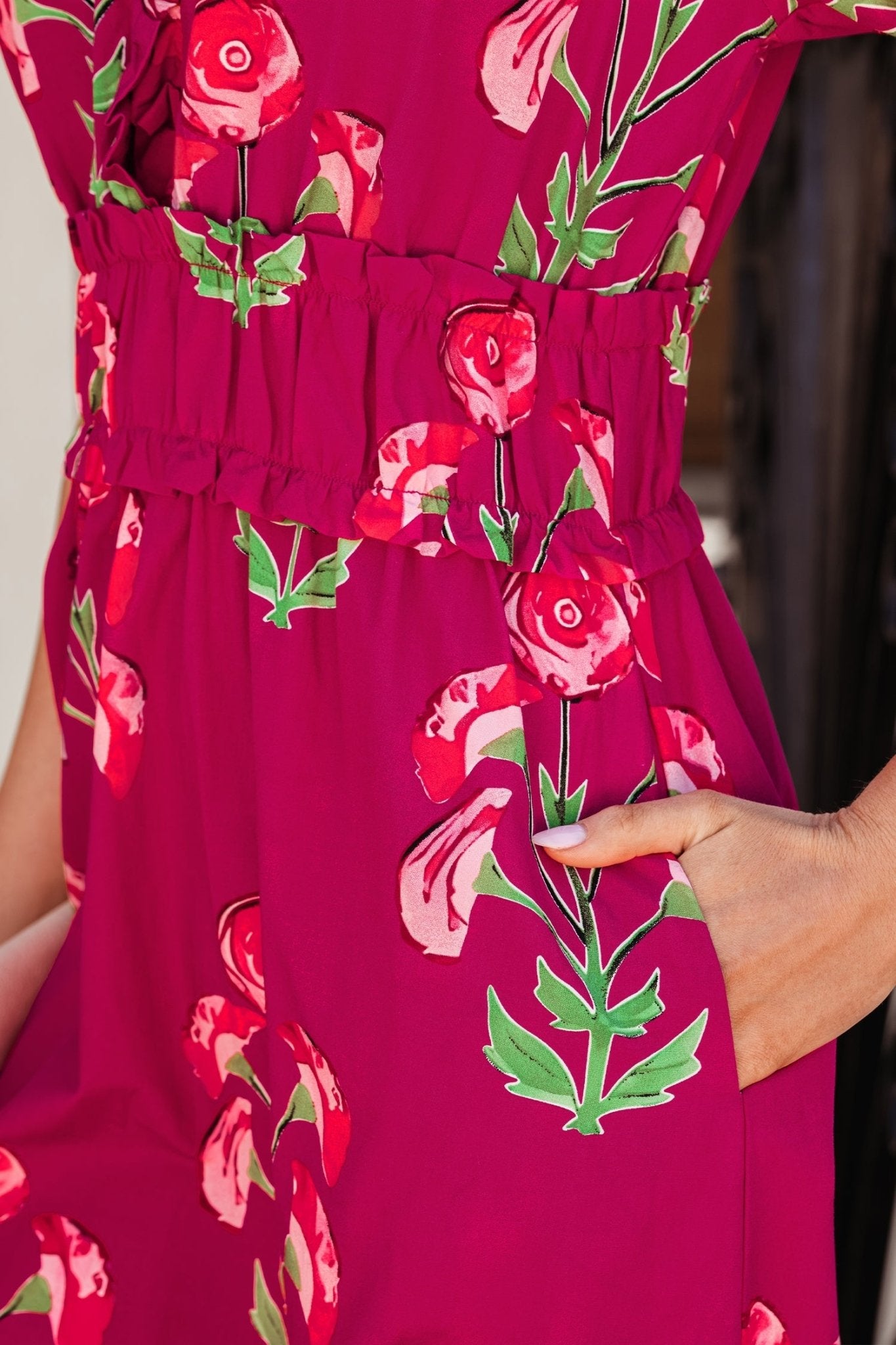 Floral Frilled V-Neck Ruffle Maxi Dress - Rooted & Reckless Co.