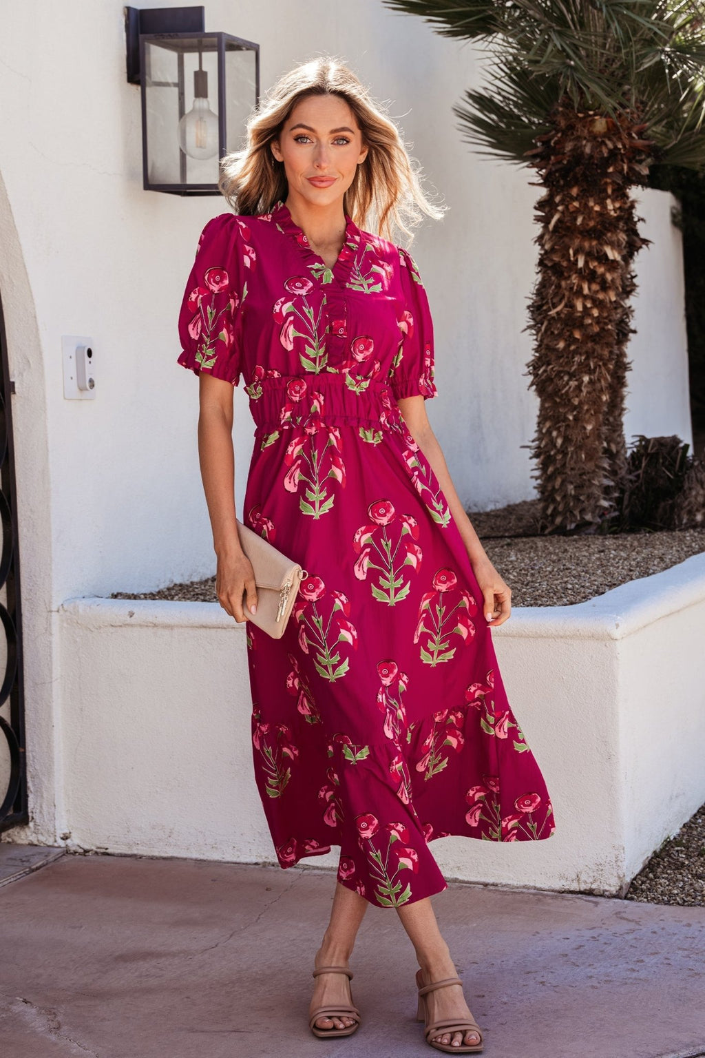 Floral Frilled V-Neck Ruffle Maxi Dress - Rooted & Reckless Co.