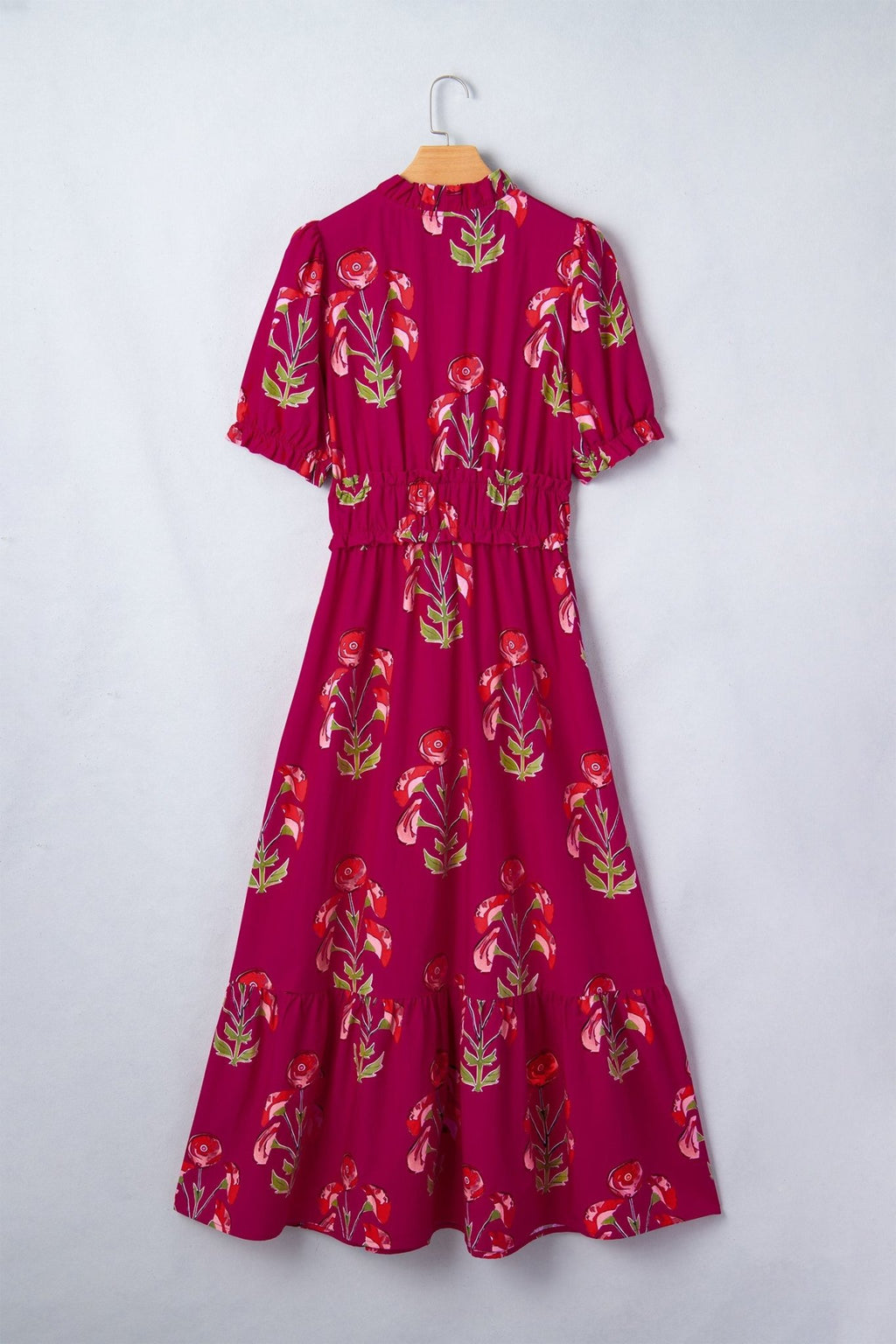 Floral Frilled V-Neck Ruffle Maxi Dress - Rooted & Reckless Co.