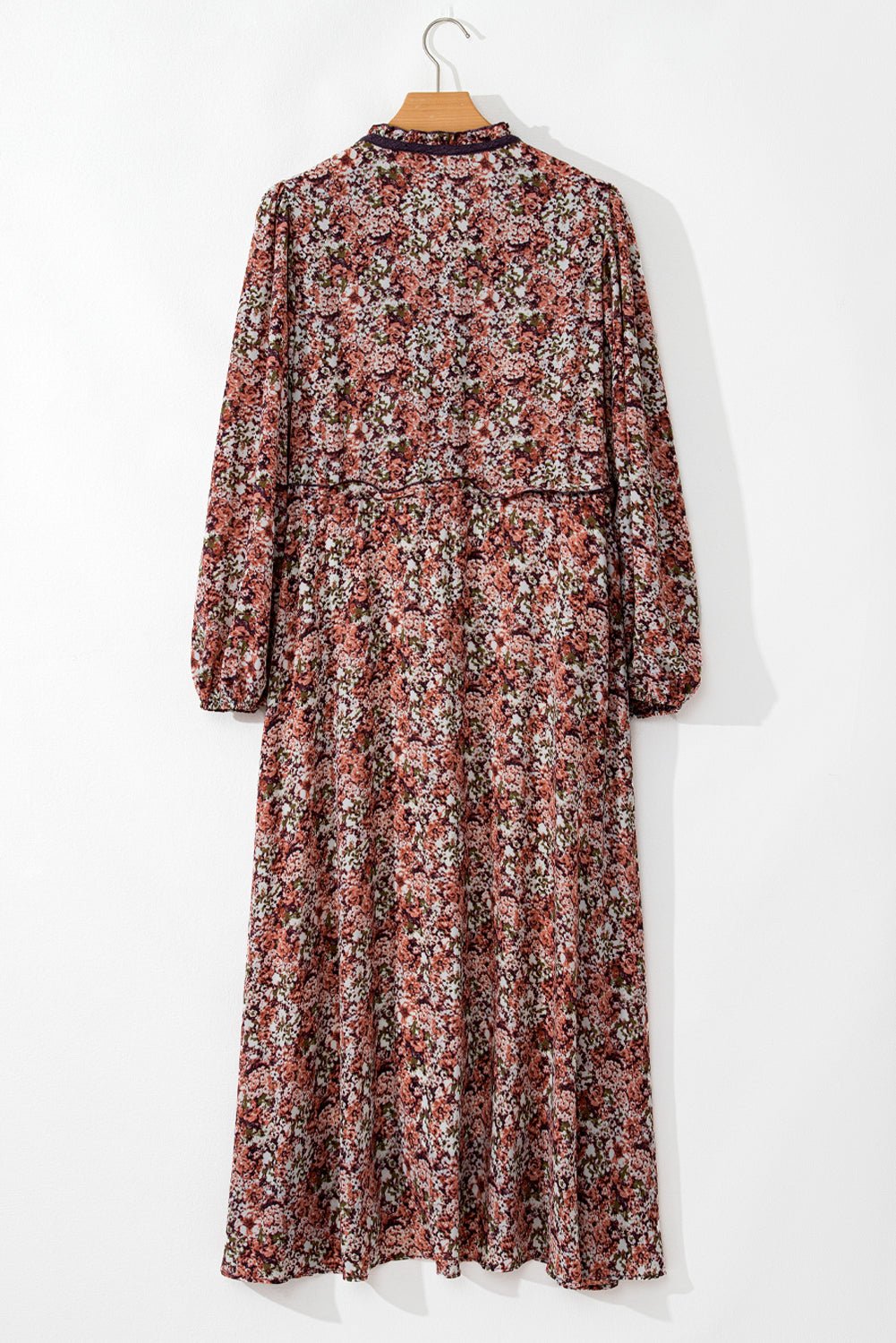 Floral Frilled V-Neck Split Front Tiered Midi Dress - Rooted & Reckless Co.