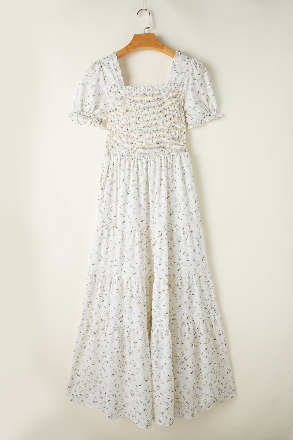 Floral Frilly Shirred Bodice Tiered Maxi Dress - Rooted & Reckless Co.