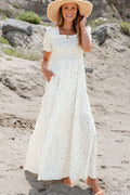 Floral Frilly Shirred Bodice Tiered Maxi Dress - Rooted & Reckless Co.