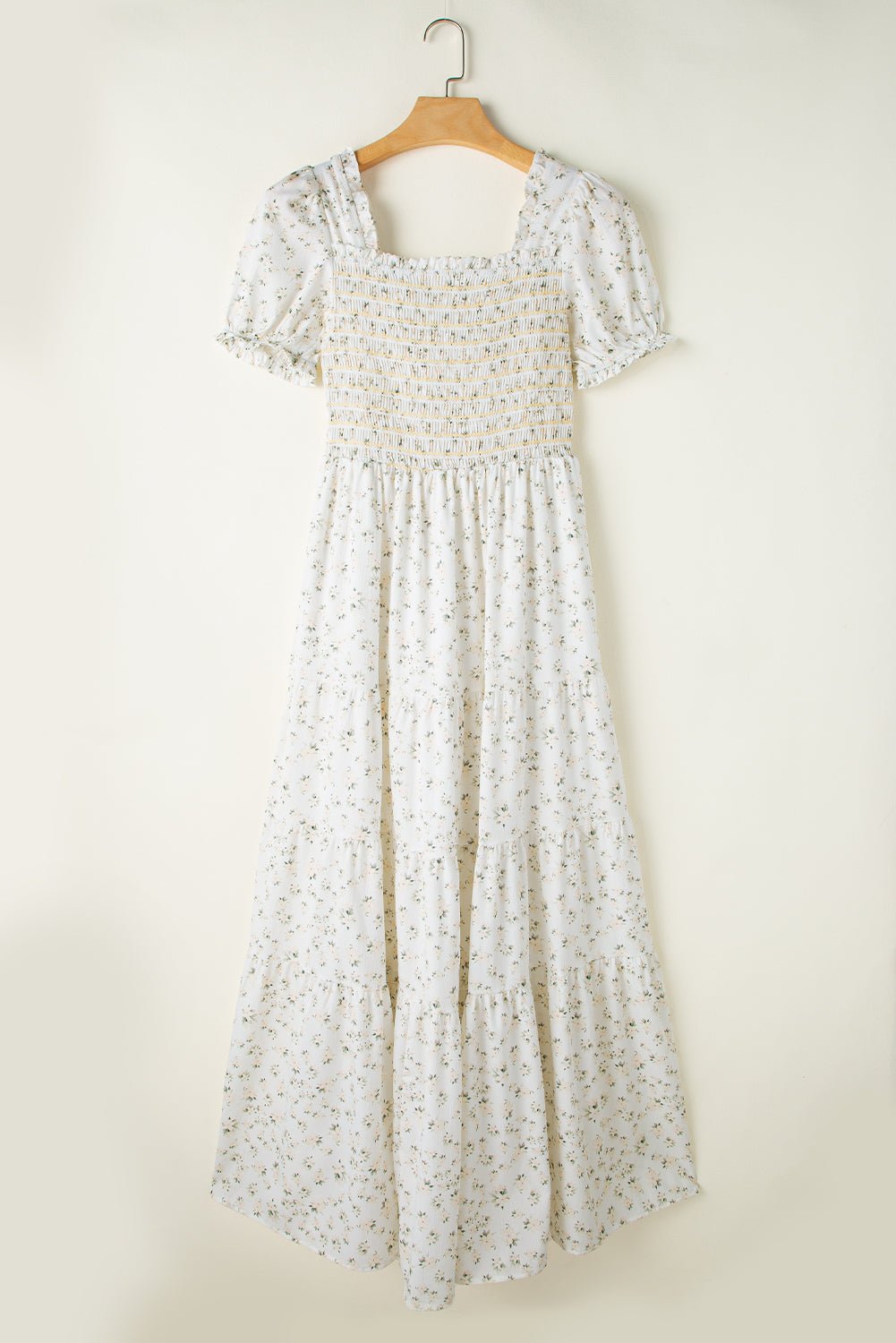 Floral Frilly Shirred Bodice Tiered Maxi Dress - Rooted & Reckless Co.