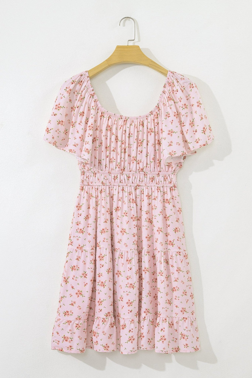 Floral Front Tie Shirred Waist Ruffle Mini Dress - Rooted & Reckless Co.