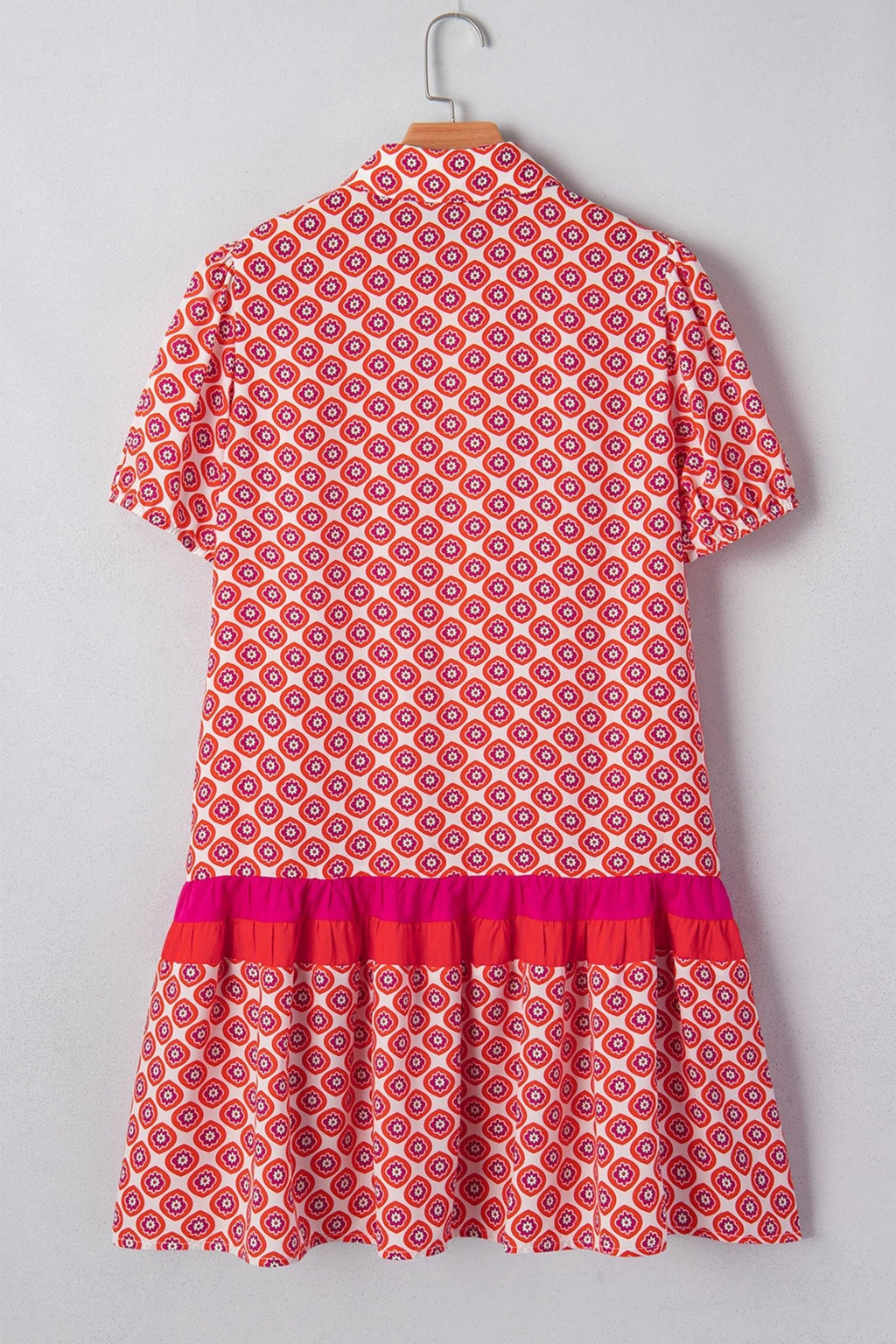Floral Geometric Colorblock Ruffle Hem Dress - Rooted & Reckless Co.