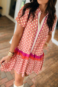Floral Geometric Colorblock Ruffle Hem Dress - Rooted & Reckless Co.