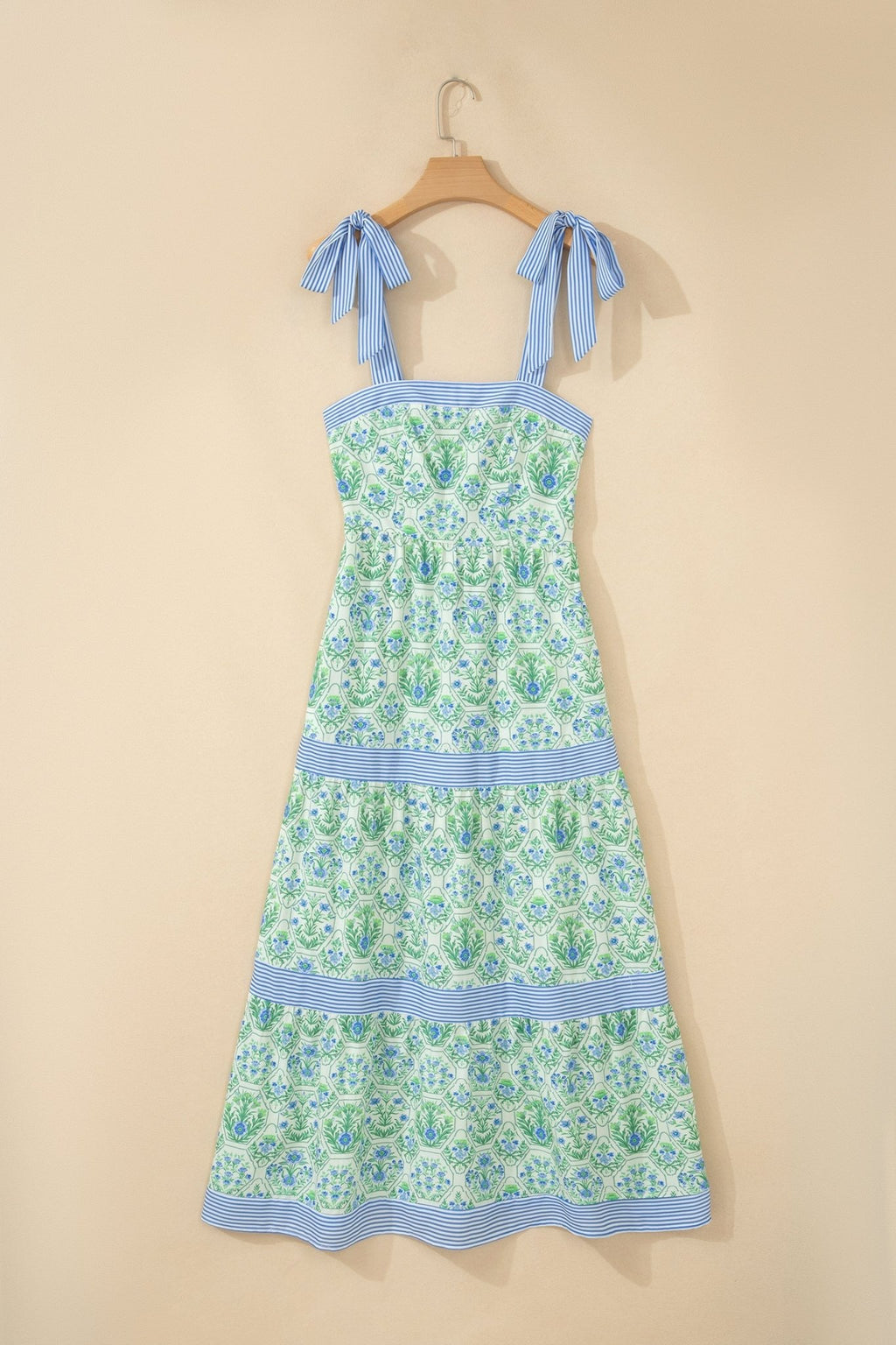 Floral Geometric Stripe Patchwork Sleeveless Dress - Rooted & Reckless Co.