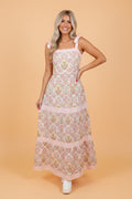 Floral Geometric Stripe Patchwork Sleeveless Dress - Rooted & Reckless Co.