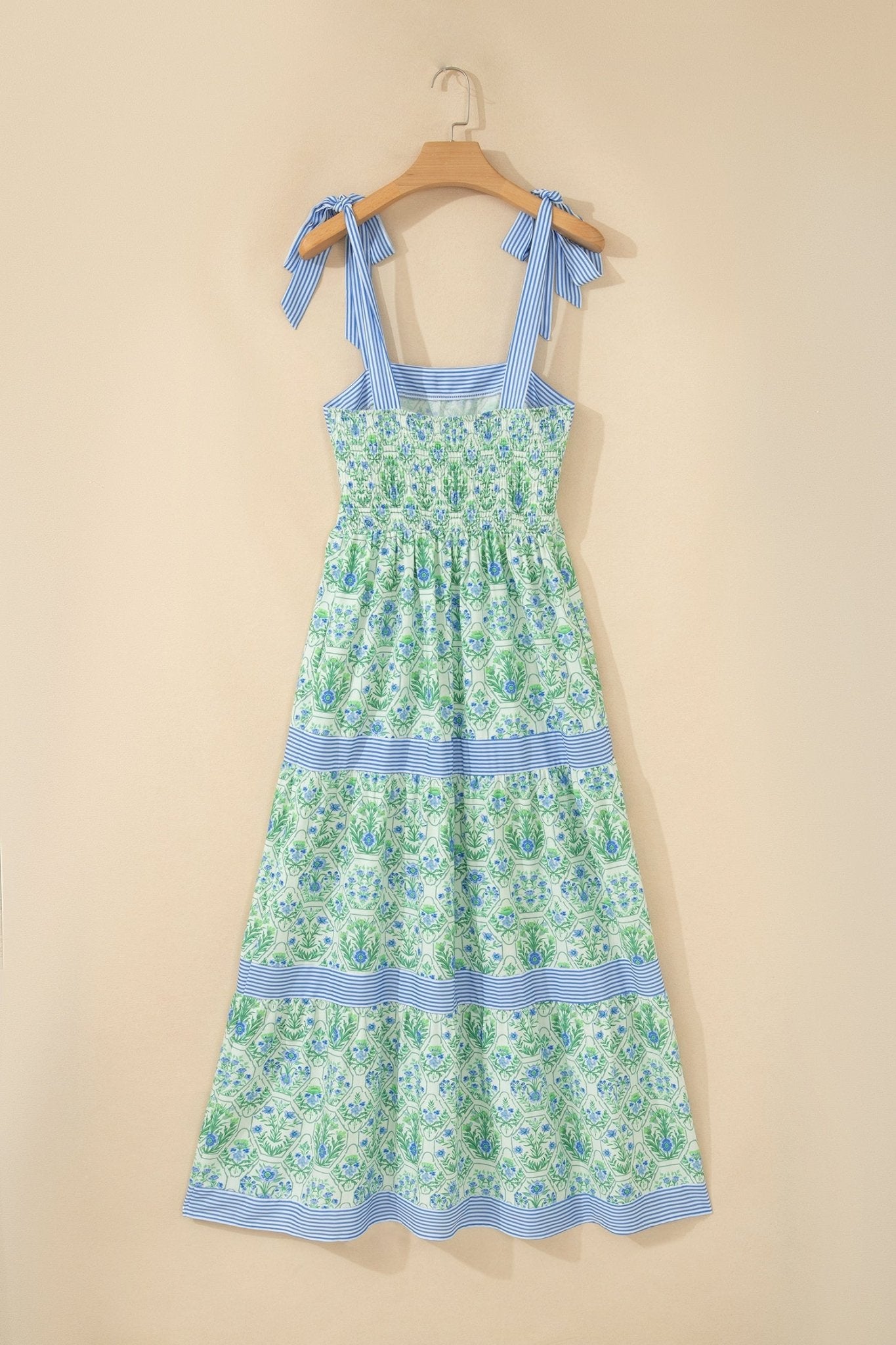 Floral Geometric Stripe Patchwork Sleeveless Dress - Rooted & Reckless Co.