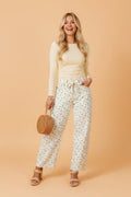 Floral Grommet Knot Waist Barrel Leg Jeans - Rooted & Reckless Co.
