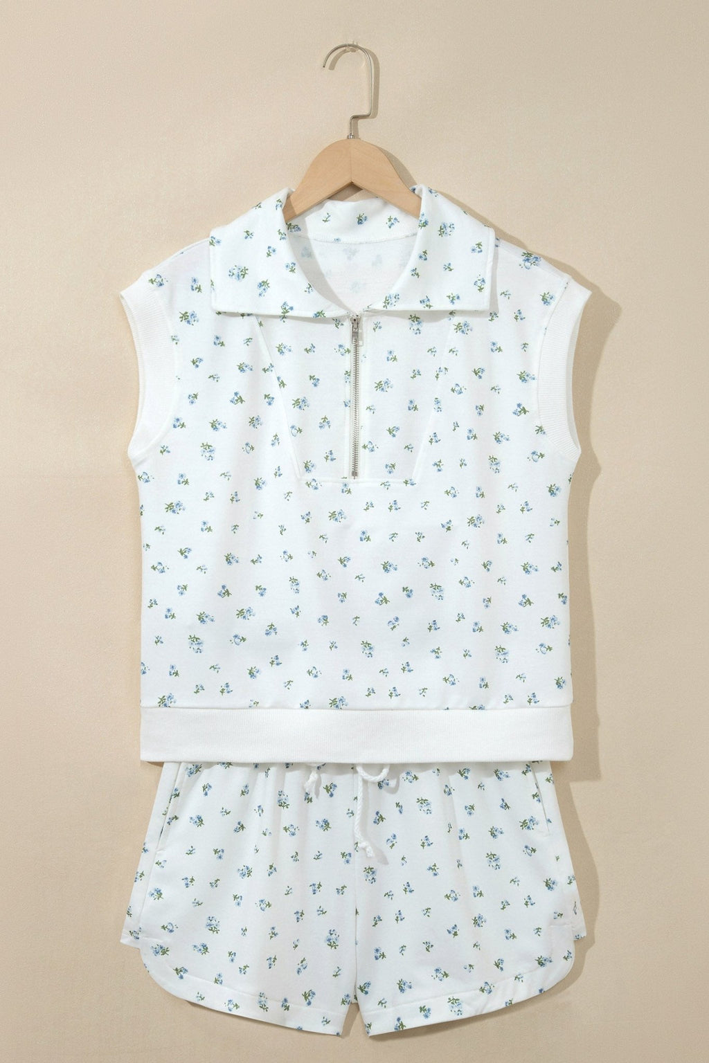 Floral Half Zip Top & Drawstring Shorts Set - Rooted & Reckless Co.