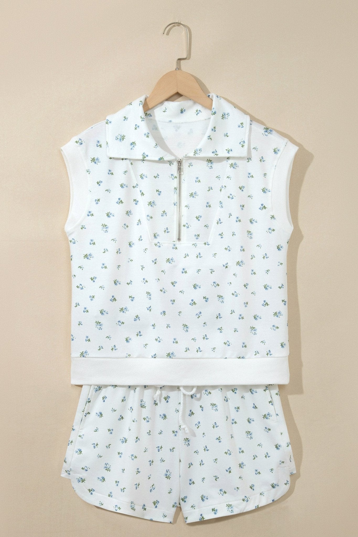 Floral Half Zip Top & Drawstring Shorts Set - Rooted & Reckless Co.