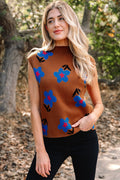 Floral High Neck Sweater Vest - Rooted & Reckless Co.