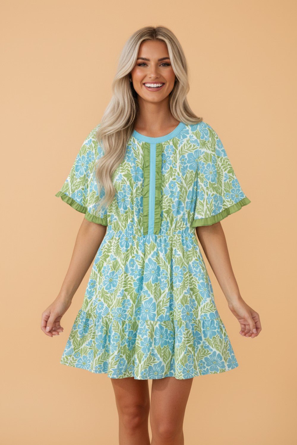 Floral High Waist Ruffle Mini Dress - Rooted & Reckless Co.