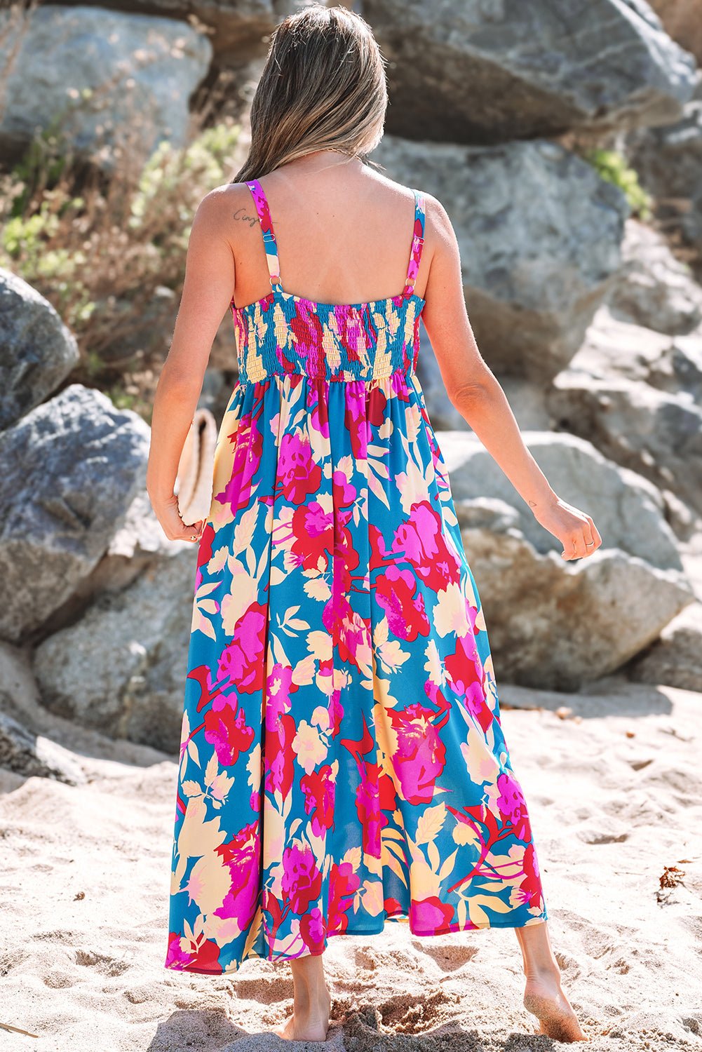 Floral High Waist Sleeveless Flared Maxi Dress - Rooted & Reckless Co.