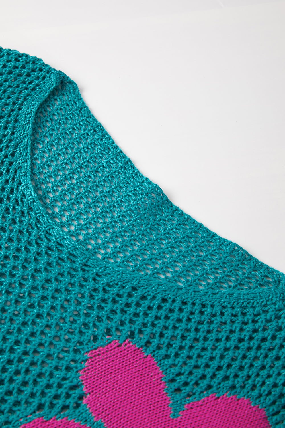 Floral Hollowed Knit Drop Shoulder Pullover Sweater - Rooted & Reckless Co.