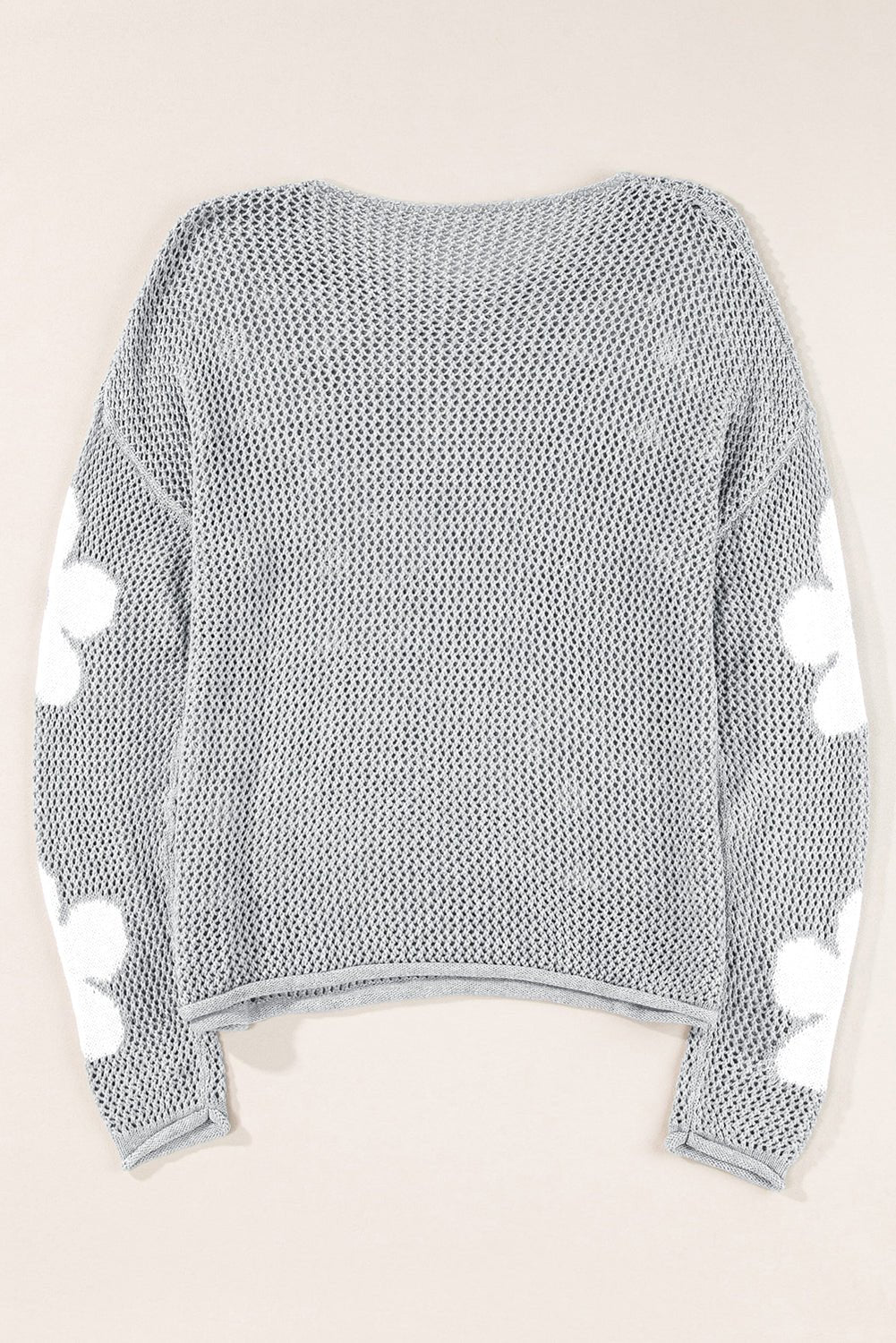 Floral Hollowed Knit Drop Shoulder Pullover Sweater - Rooted & Reckless Co.