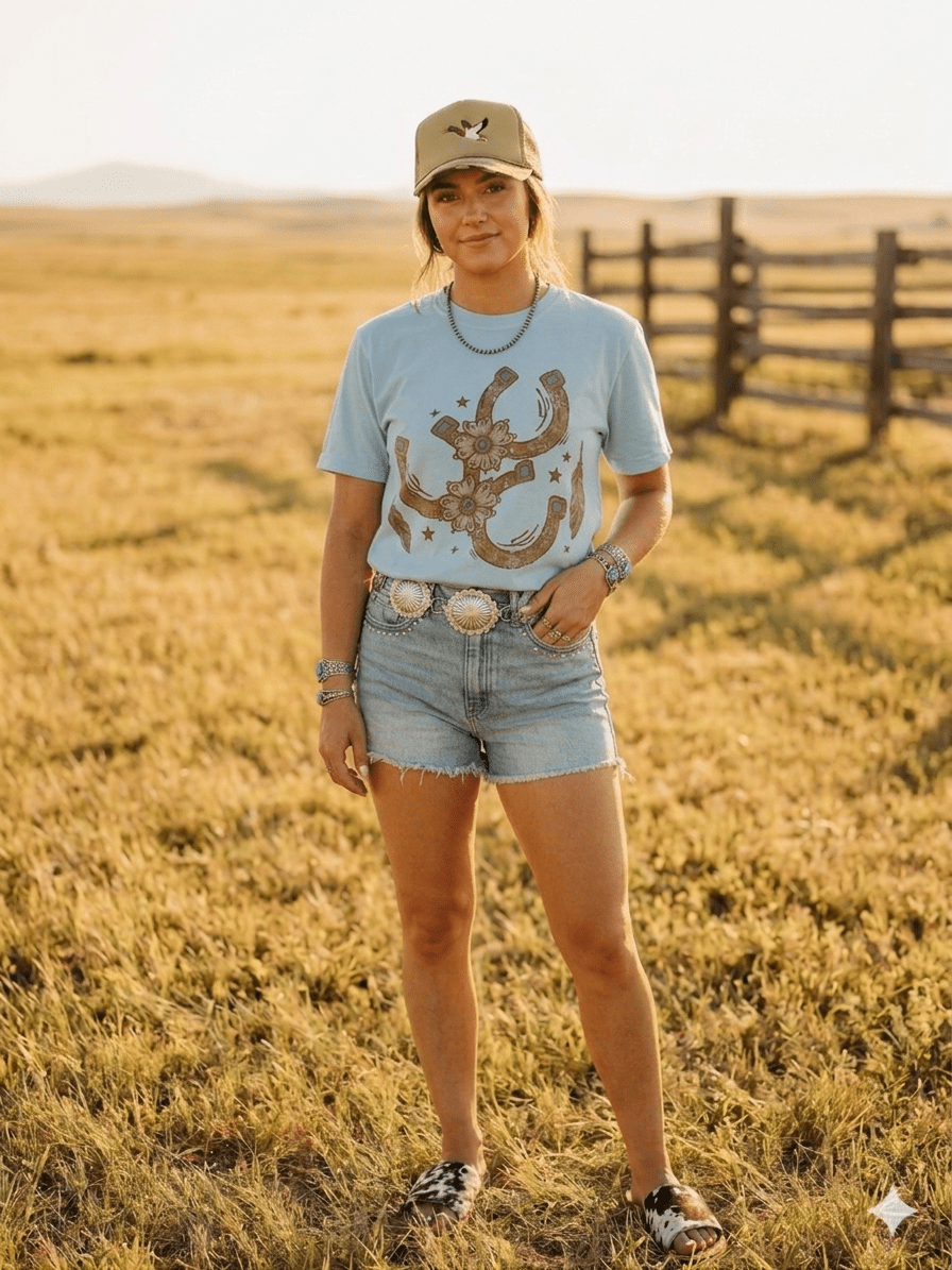 Floral Horseshoe Graphic Tee - Bay - Rooted & Reckless Co.