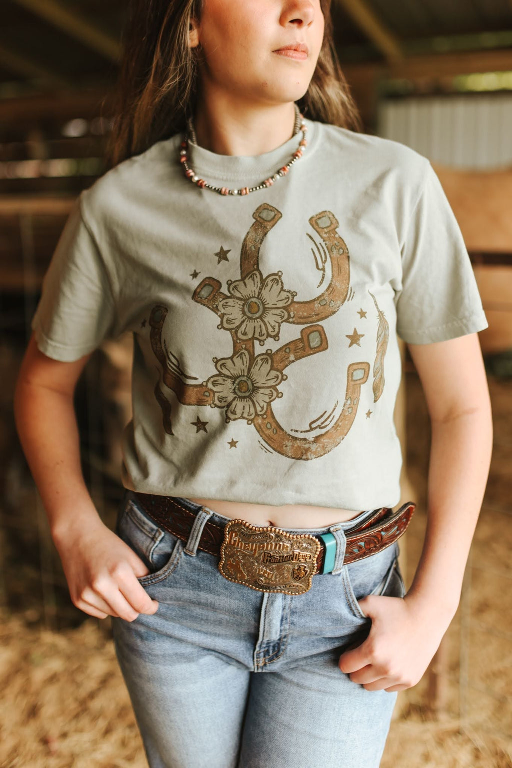 Floral Horseshoe Graphic Tee - Bay - Rooted & Reckless Co.