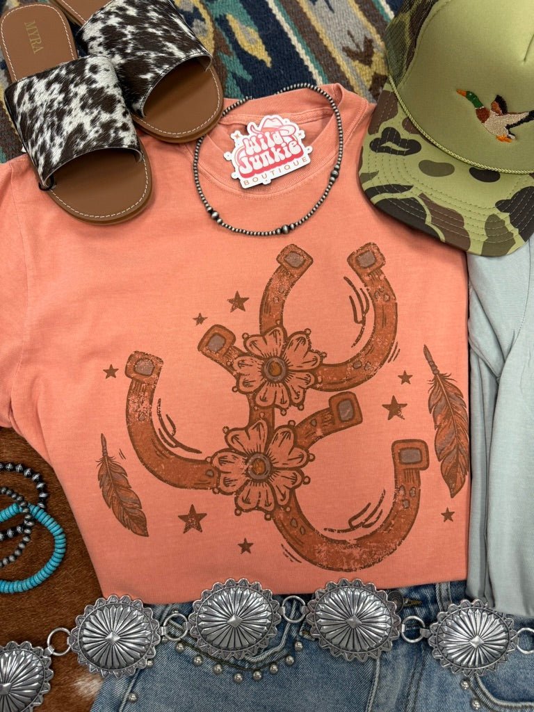 Floral Horseshoe Graphic Tee - Terracotta - Rooted & Reckless Co.