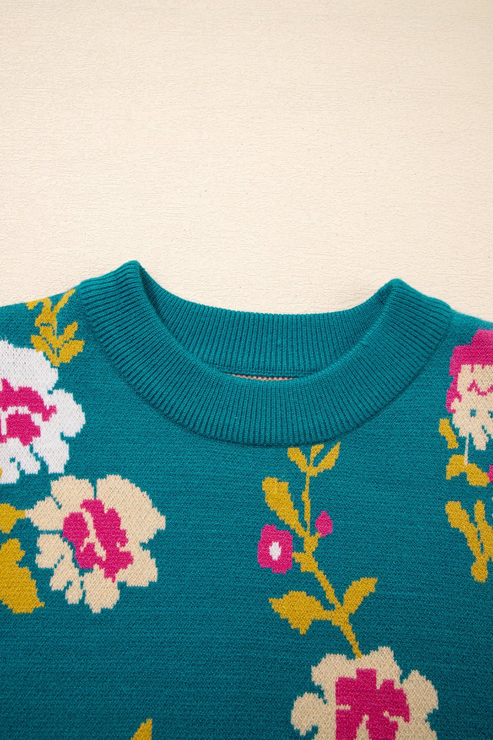 Floral Knit Crewneck Short Sleeve Top - Rooted & Reckless Co.