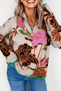 Floral Knit Quarter-Zip Long Sleeve Sweater - Rooted & Reckless Co.