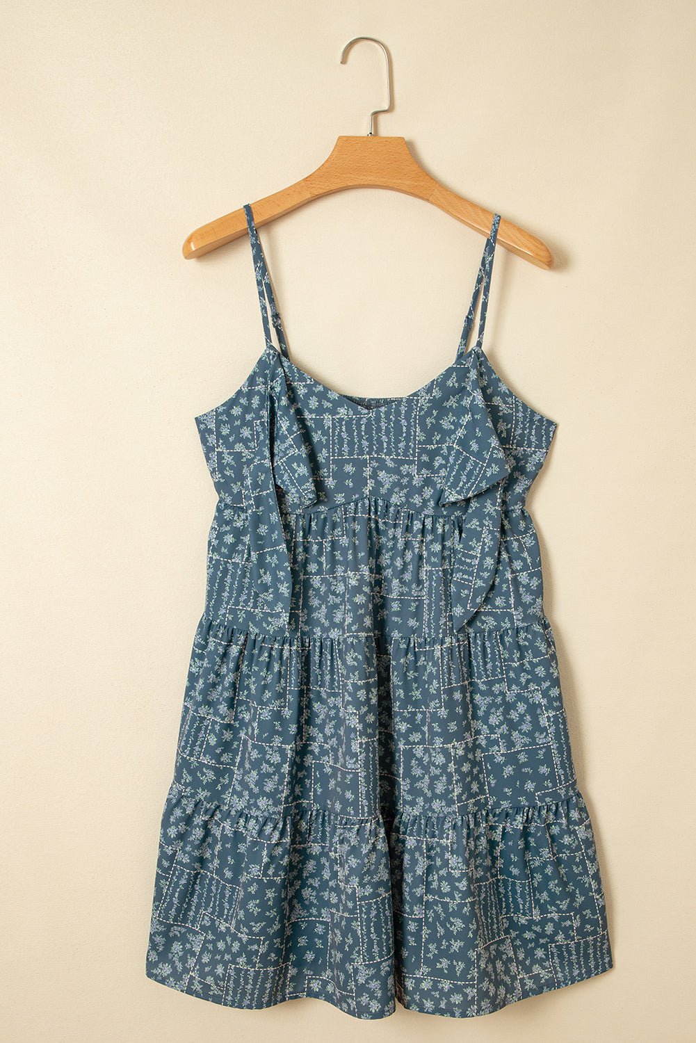 Floral Knot Spaghetti Straps Flared Dress - Rooted & Reckless Co.