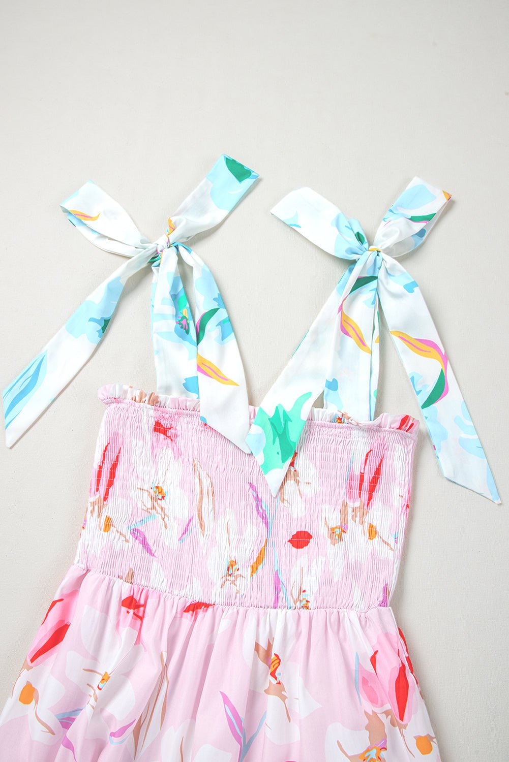 Floral Knotted Shoulder Smocked Maxi Dress - Rooted & Reckless Co.