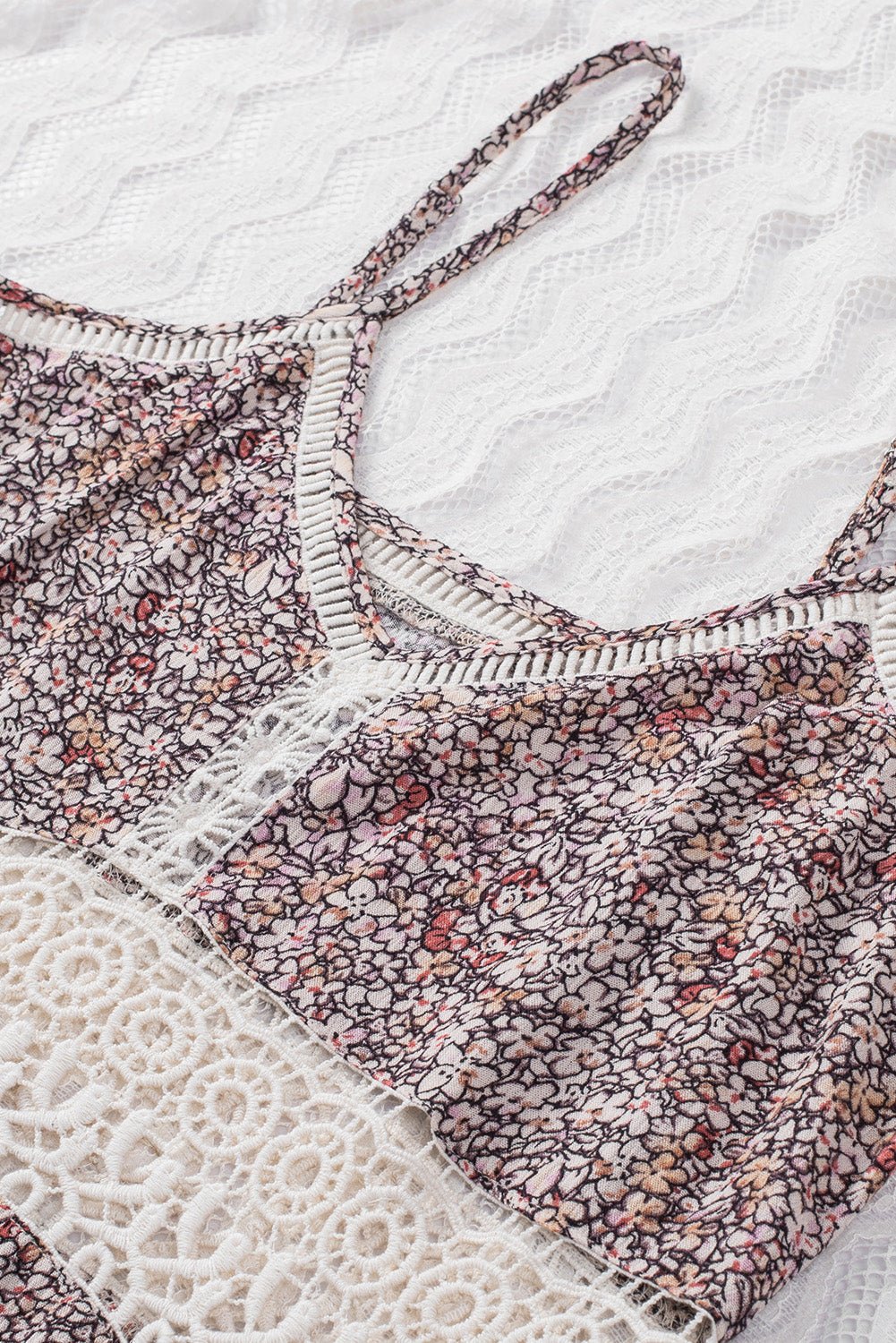 Floral Lace Crochet Spaghetti Strap Tank Top - Rooted & Reckless Co.