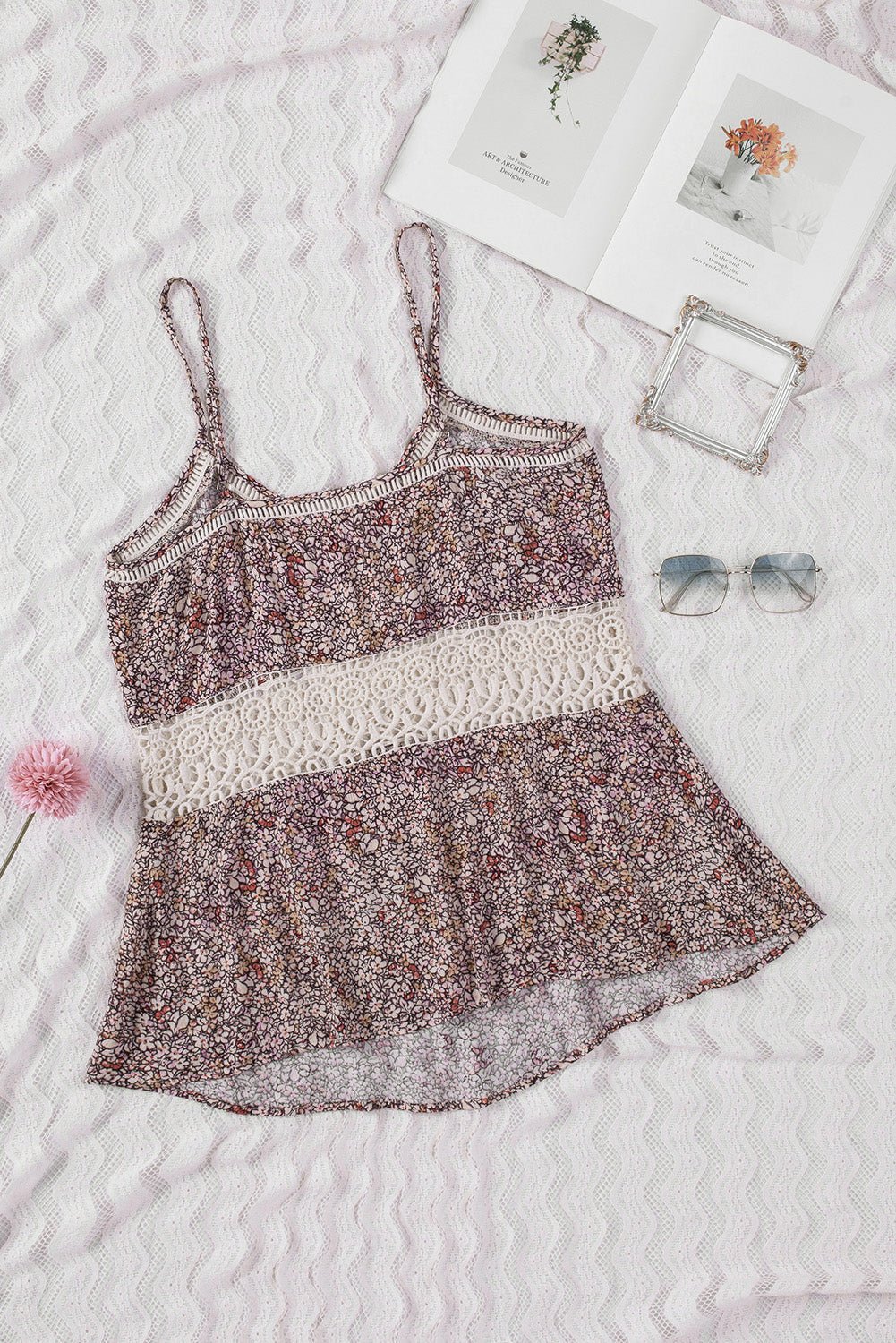 Floral Lace Crochet Spaghetti Strap Tank Top - Rooted & Reckless Co.