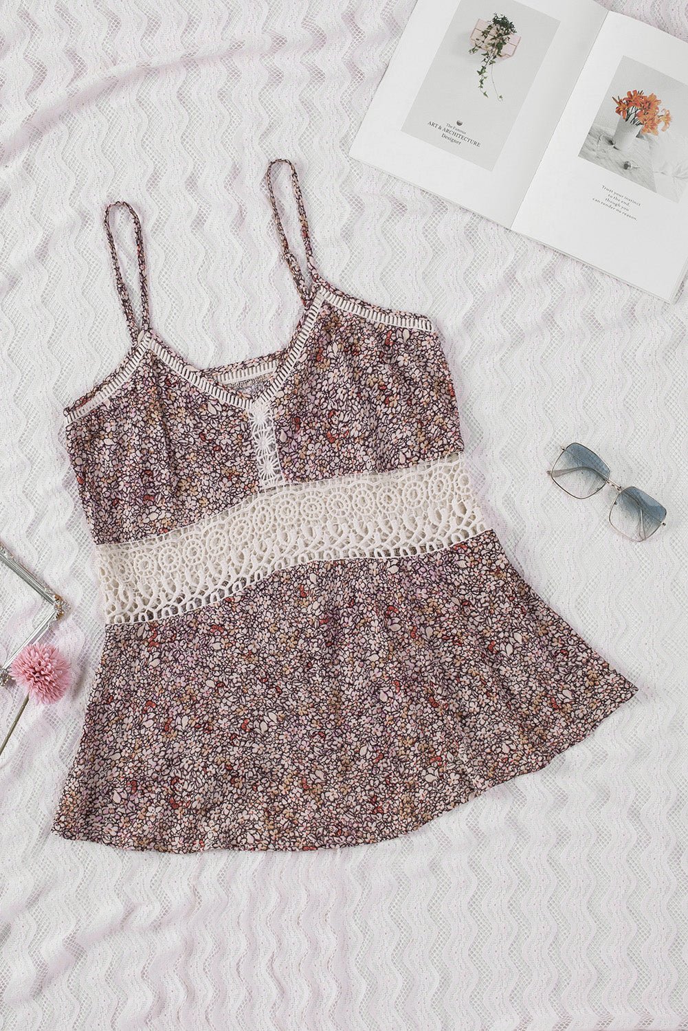 Floral Lace Crochet Spaghetti Strap Tank Top - Rooted & Reckless Co.