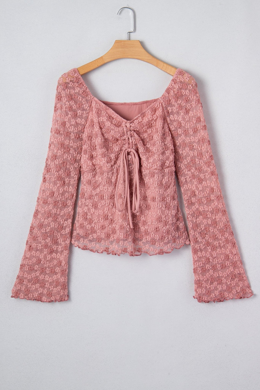Floral Lace Drawstring Square Neck Blouse - Rooted & Reckless Co.
