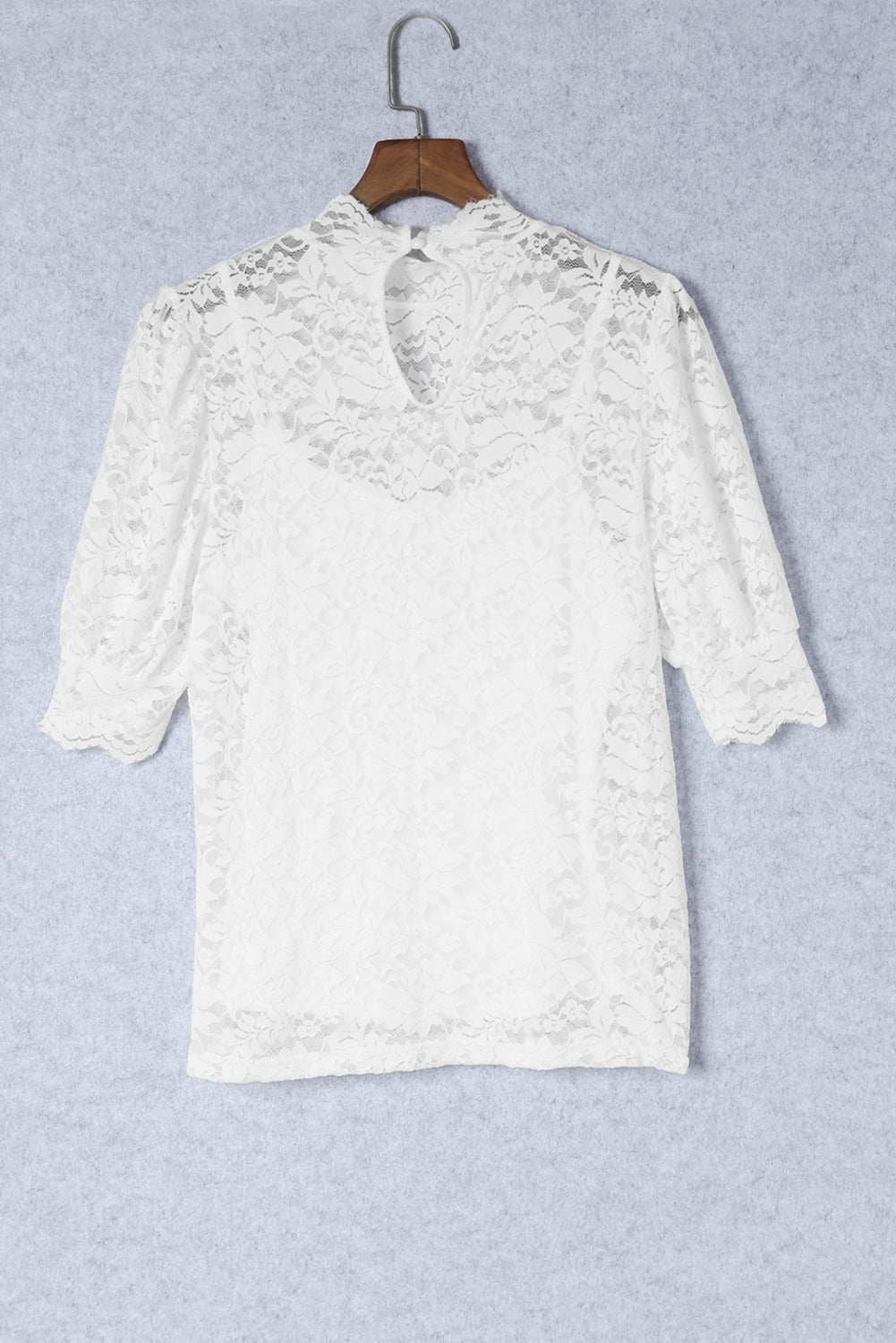 Floral Lace High Neck Puff Sleeve Blouse - Rooted & Reckless Co.