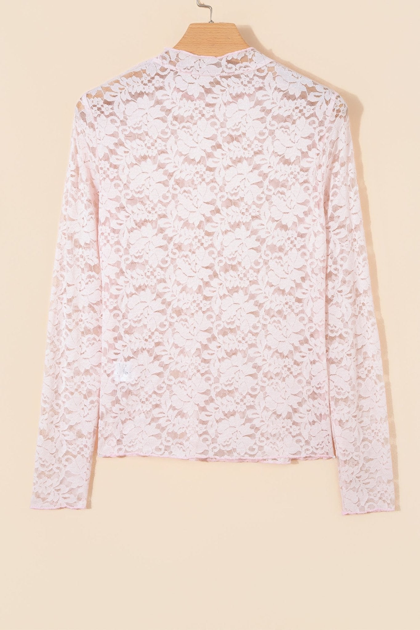 Floral Lace Long Sleeve Stand Neck Pullover Top - Rooted & Reckless Co.