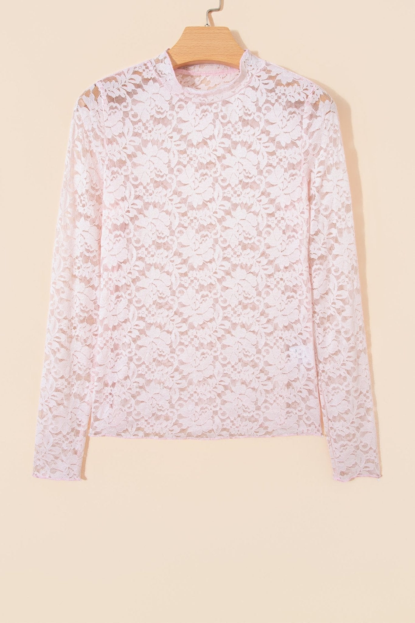 Floral Lace Long Sleeve Stand Neck Pullover Top - Rooted & Reckless Co.