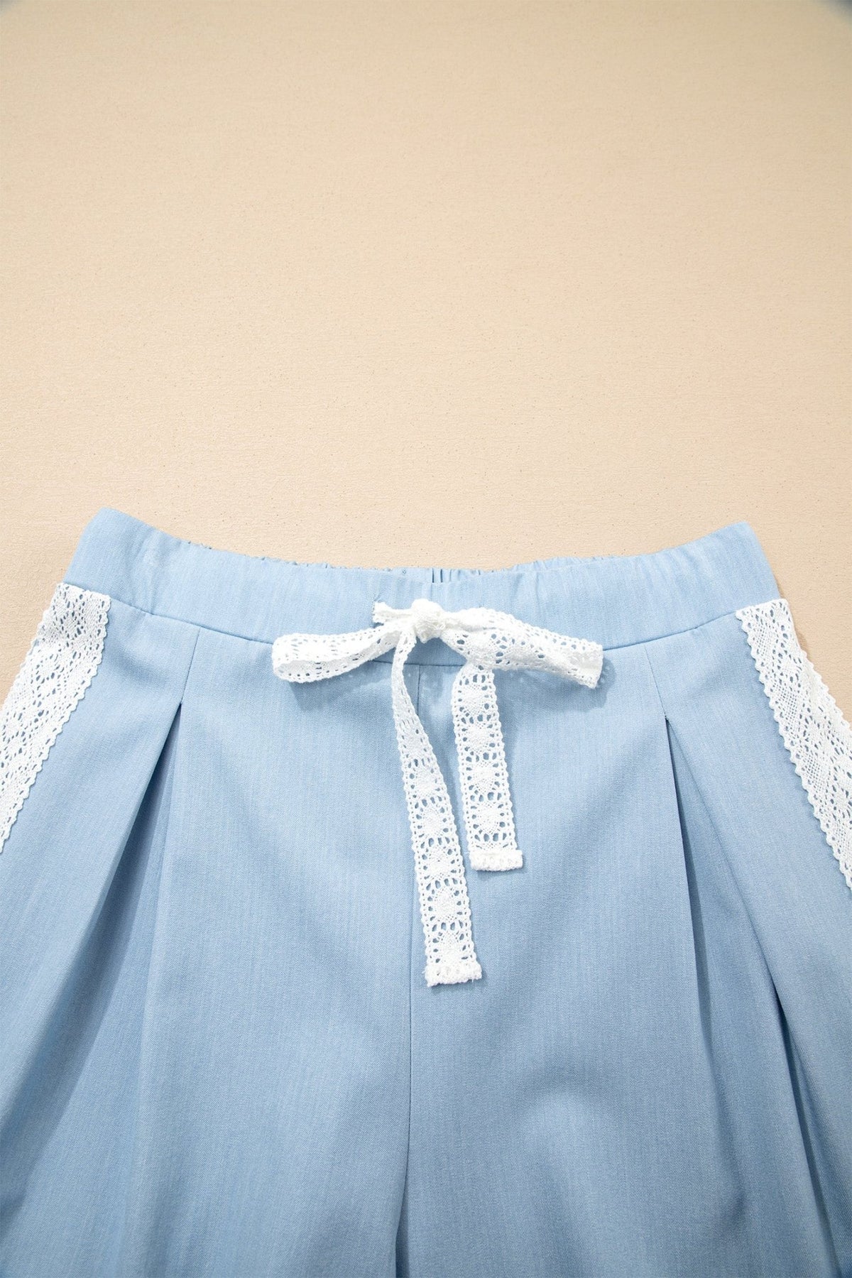 Floral Lace Patch Pocket Pleated Wide Leg Pants - Rooted & Reckless Co.