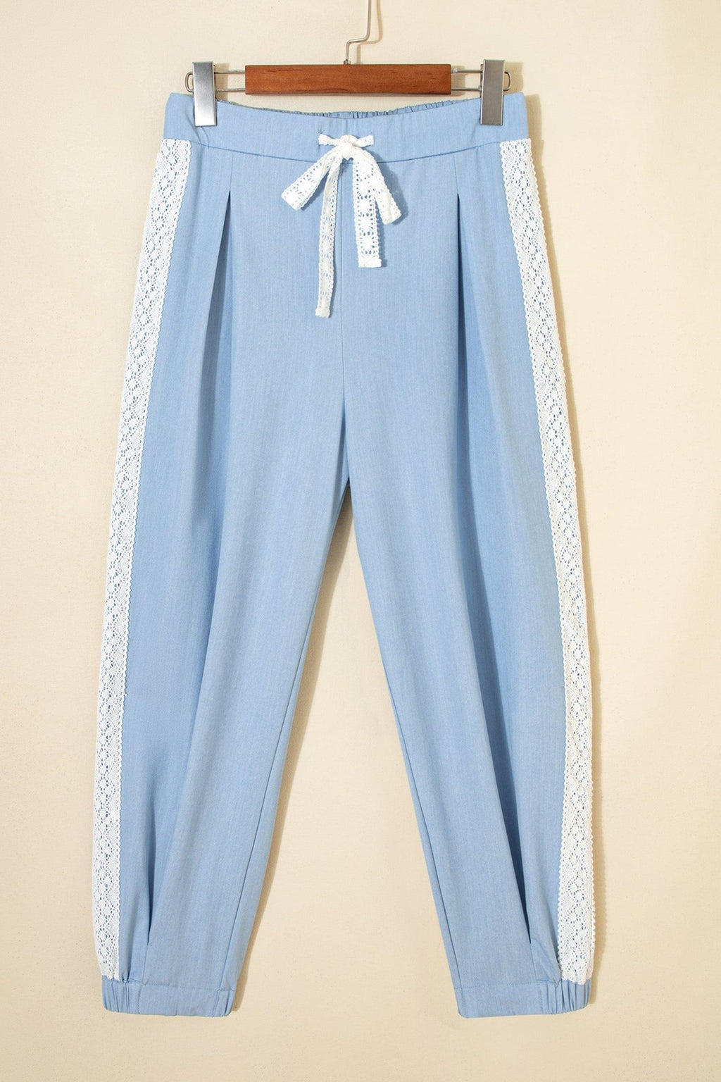 Floral Lace Patch Pocket Pleated Wide Leg Pants - Rooted & Reckless Co.