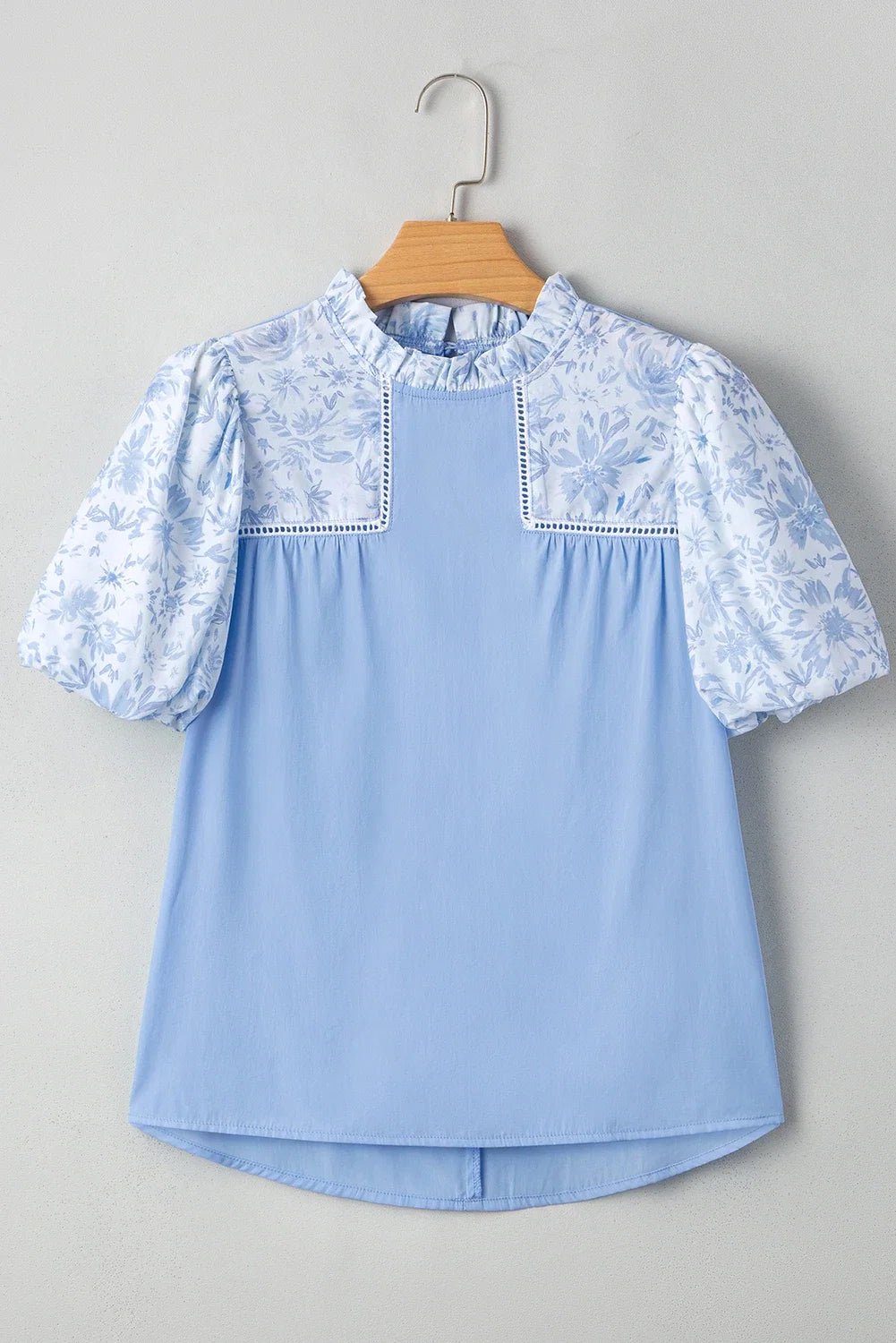 Floral Lace Patchwork Puff Sleeve Blouse - Rooted & Reckless Co.
