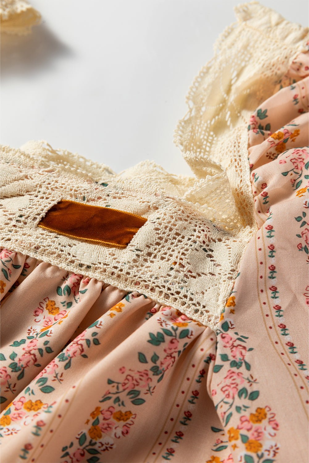 Floral Lace Square Neck Velvet Bow Tie Mini Dress - Rooted & Reckless Co.