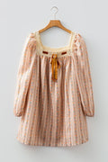 Floral Lace Square Neck Velvet Bow Tie Mini Dress - Rooted & Reckless Co.