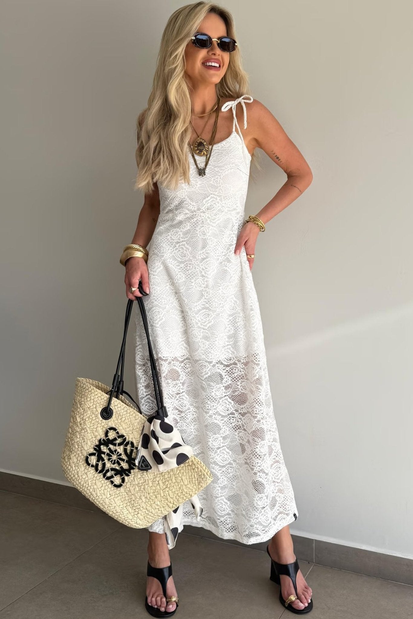 Floral Lace Tie Spaghetti Straps Maxi Dress - Rooted & Reckless Co.