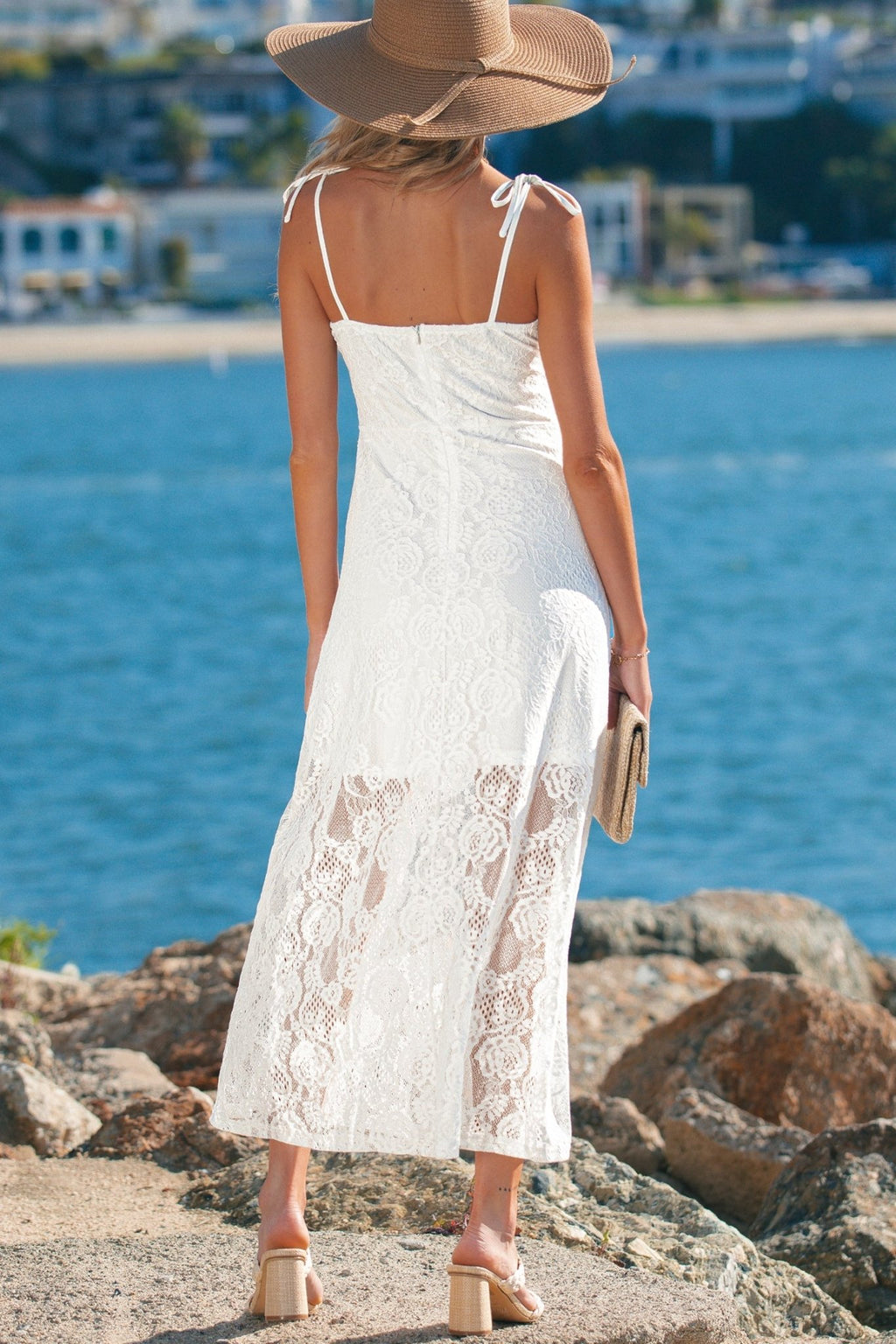 Floral Lace Tie Spaghetti Straps Maxi Dress - Rooted & Reckless Co.