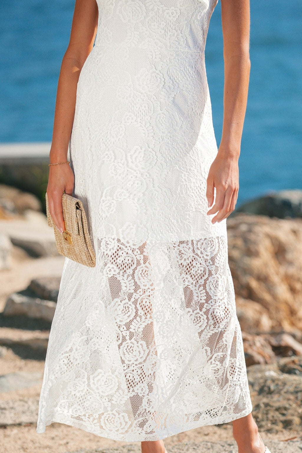 Floral Lace Tie Spaghetti Straps Maxi Dress - Rooted & Reckless Co.